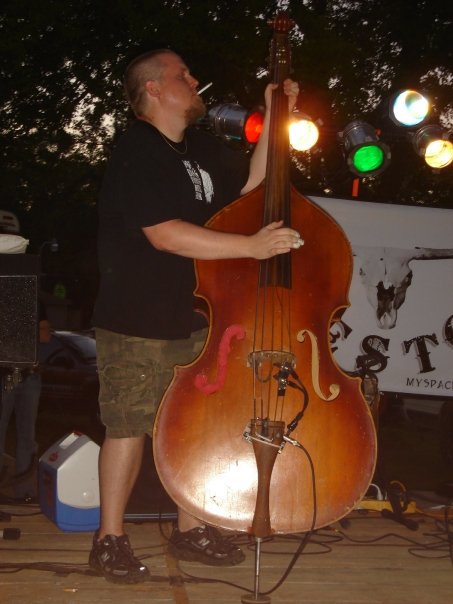 Stemp on upright bass outdoors